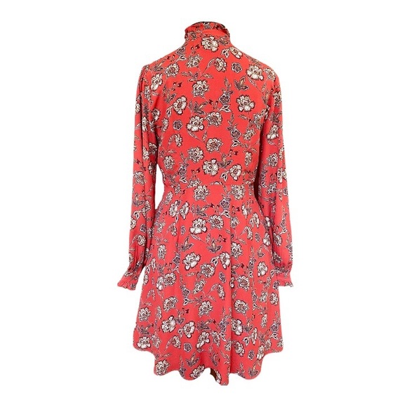 Burnt Orange LOFT Midi Dress with Ruffle Detail - Picture 3 of 5